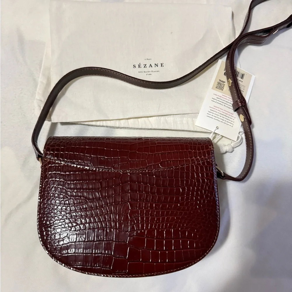 Sezane CLAUDE BAG CHOCOLATE CROCODILE PRINT - Picture 8 of 14